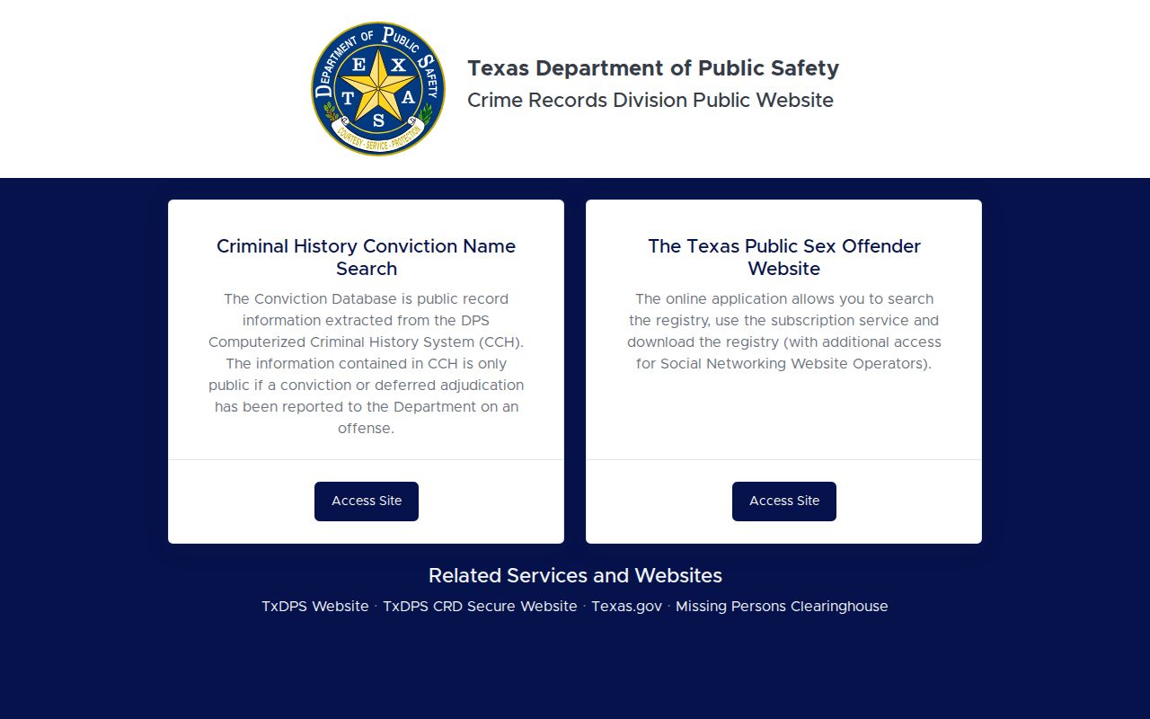 Upton County criminal records Texas DPS public search entry