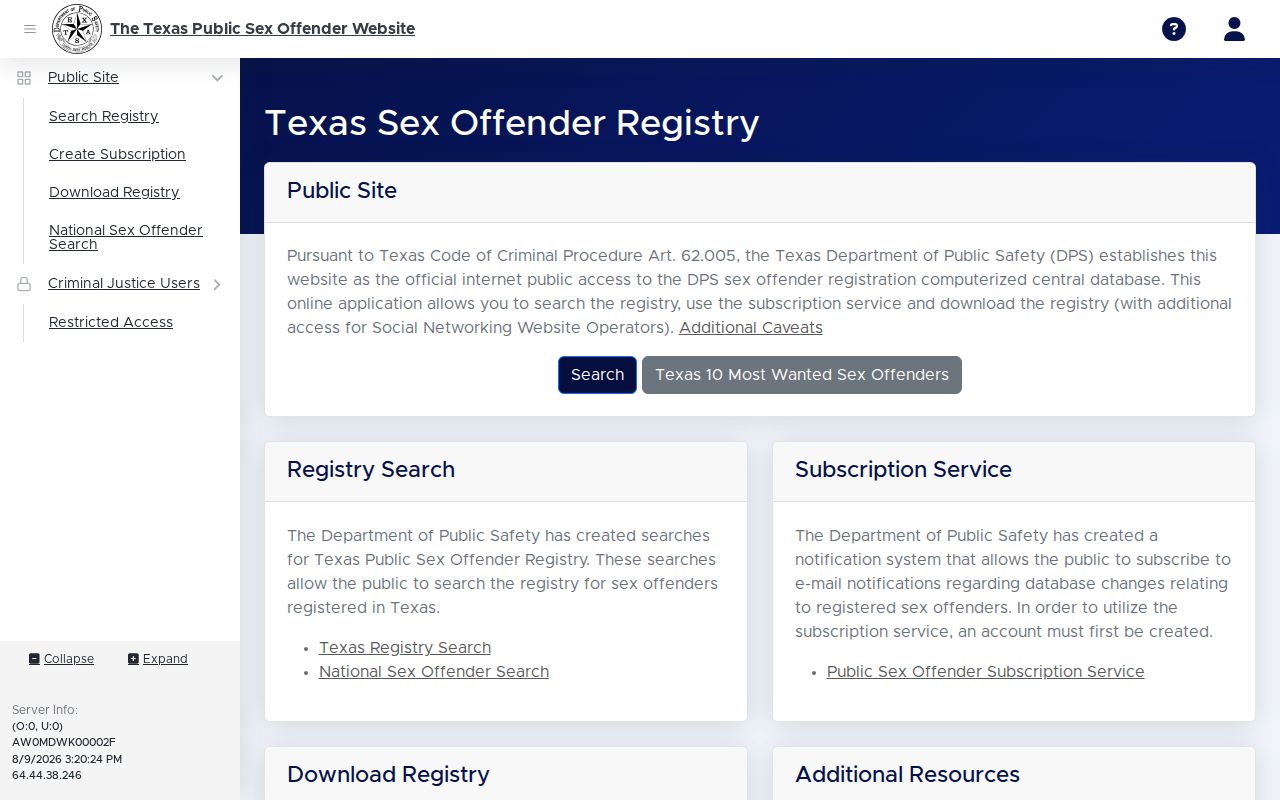Upton County sex offender lookup on the Texas DPS public registry